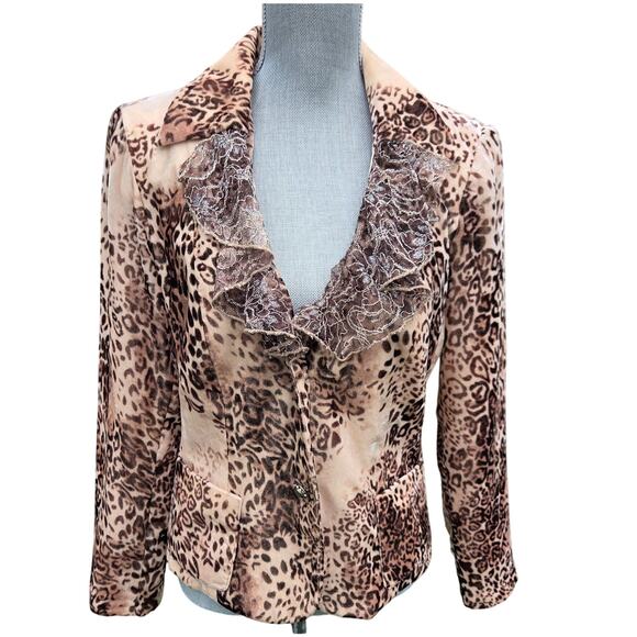 Nancy Bolen Pink Leopard Lace Jacket – Mobwife Glam Western Diva S - Picture 4 of 15